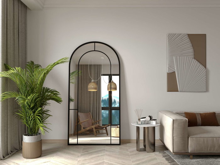 Hanah Home Espejo Cheval Rounda Negro